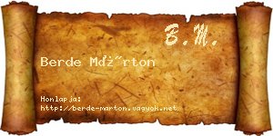 Berde Márton névjegykártya