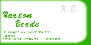 marton berde business card